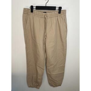 J Crew Women's 8 Tan Beige Joggers Elastic Waist Casual Drawstring Cotton Tencel
